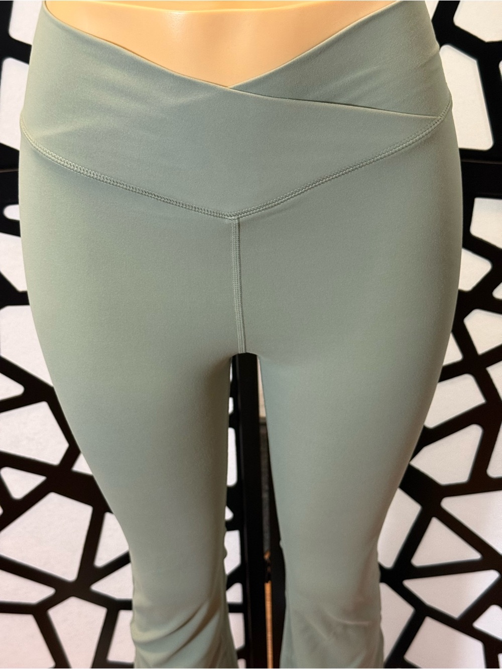 TicToc Crossover Waist Band Flare Leggings. Sage color. NWT - Picture 5 of 8